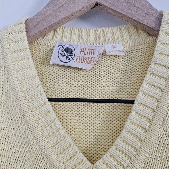 🌼 Vintage Alan Flusser Argyle Sweater Vest – 100% Cotton – Size M - Picture 7 of 10